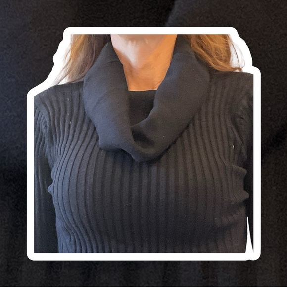 Cowl Neck Sweater, black, soft, stretchy for multi size fit, w/ sunscreen, Sz S - Picture 3 of 6